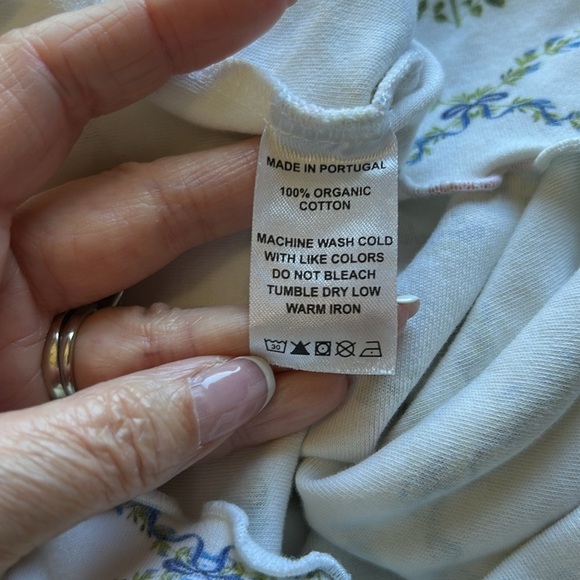 Hill House The Nina Pajama Top in Pastel Trellis White Pink Short Sleeve Sz XS - Picture 9 of 11